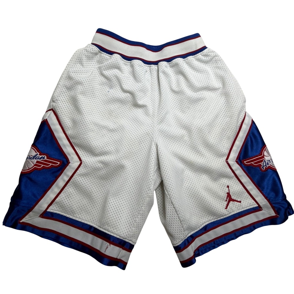 Jordan Brand Mesh Basketball Shorts White Blue Red Jumpman Boys Small 8